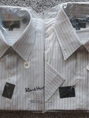 Rene De France Men's Size 15 Neck Short Sleeve Striped Vintage Shirt NWT